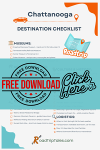 Planning a road trip to Chattanooga with kids? Grab this free printable destination checklist packed with the top family-friendly attractions—from epic train rides and underground waterfalls to splash parks, local eats, and scenic hikes. Created by a dad-on-a-quest at RoadTripTales.com to make your family adventure smoother, smarter, and a whole lot more fun.