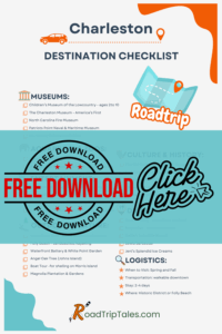 Printable Charleston family travel checklist featuring museums, outdoor activities, dining, and logistics for planning a Lowcountry vacation.
